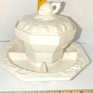 Three piece ceramic serving dish